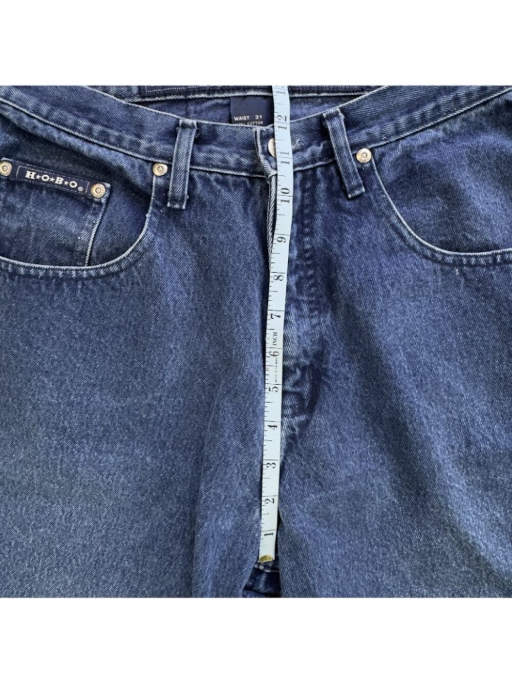 Vtg HOBO Live Like An American Jean Shorts Mens Size 31 Denim Loose Fit Blue - Picture 11 of 14